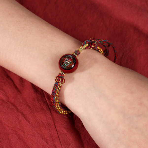 Buddha Stones Colorful Rope Cinnabar Thangka Blessing Braided Bracelet - 图片 8