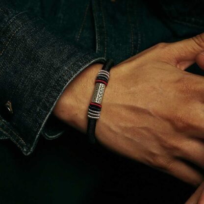Buddha Stones 925 Sterling Silver Om Mani Padme Hum Peace Red String Bracelet - 图片 13