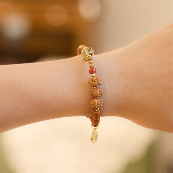 Tibetan Bodhi Seed Black Onyx Smoky Quartz Om Mani Padme Hum Fu Character Wealth Bracelet - 图片 8