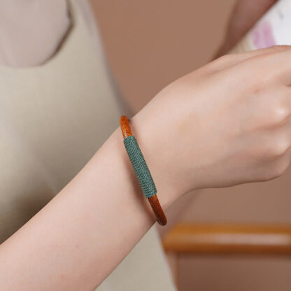Tibetan Leather Handmade Five Elements Luck Braid String Buckle Bracelet - 图片 5