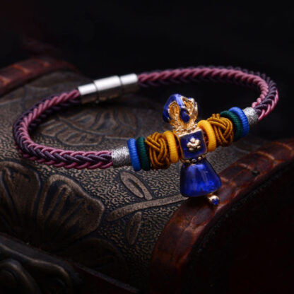 Buddha Stones Tibetan Handmade Dorje Vajra Strength Eight Threads String Bracelet