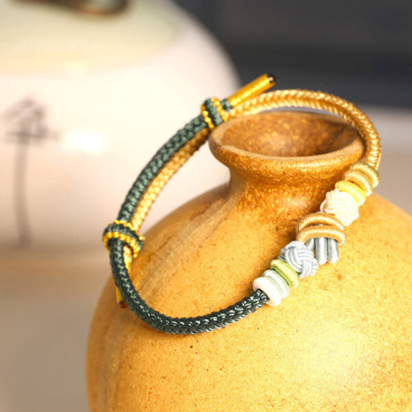 Two-Color Rope Handcrafted Eight Thread Peace Knot Luck Connection Bracelet - 图片 9
