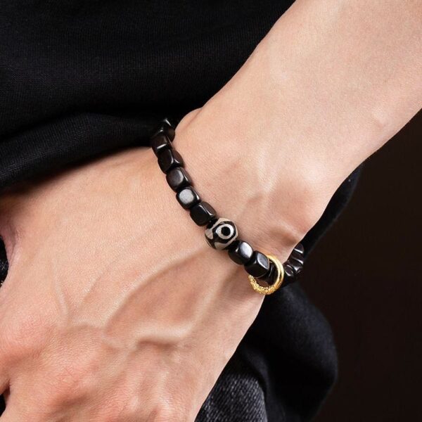 Tibetan Ebony Wood Dzi Bead Balance Calm Bracelet - 图片 7