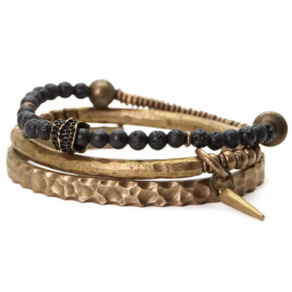 Buddha Stones Lava Rock Stone Copper Balance Cuff Bracelet Bangle - 图片 22