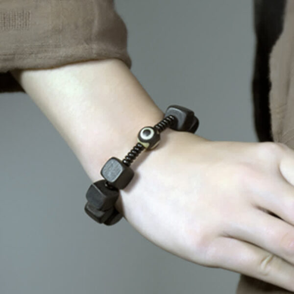 Buddha Stones Tibetan Ebony Wood Dzi Bead Strength Bracelet - 图片 12