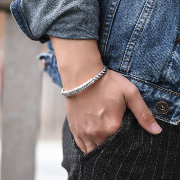Buddha Stones Tibetan Om Mani Padme Hum Heart Sutra Purity Cuff Bracelet - 图片 17