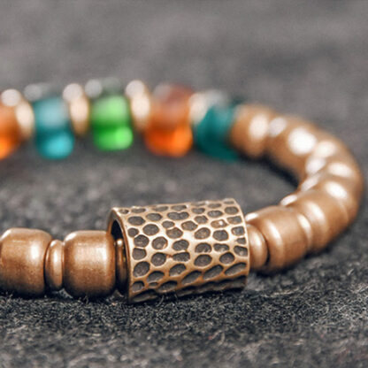 Tibetan Colorful Glass Beads Copper Wealth Bracelet - 图片 12