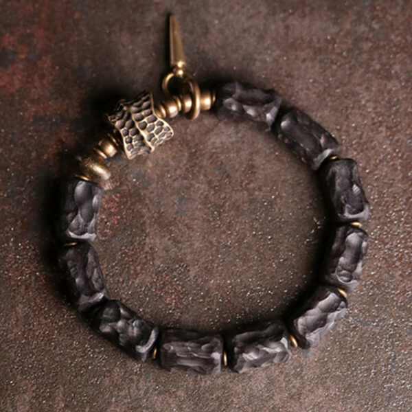 Buddha Stones Ebony Wood Copper Balance Protection Couple Bracelet - 图片 5