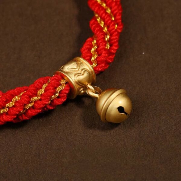 Buddha Stones Tibetan Handmade Luck Protection Thangka Prayer Wheel Bell Charm Braid String Bracelet - 图片 6