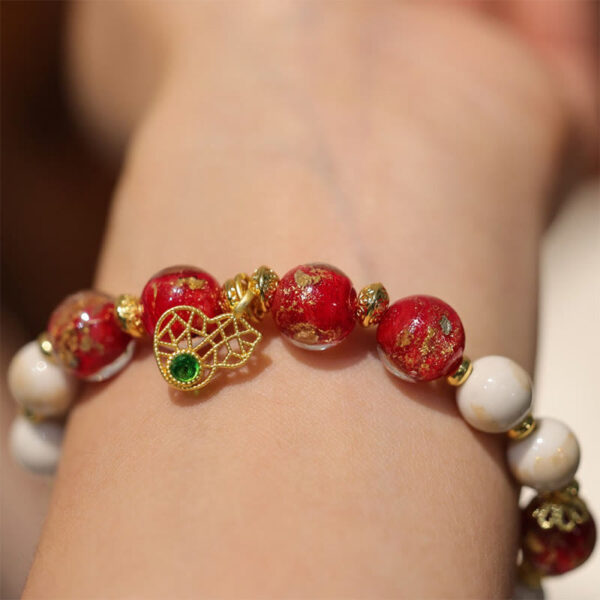 Gourd God Of Wealth Charm Fortune Liuli Glass Bead Incense Ash Porcelain Bead Bracelet - 图片 3
