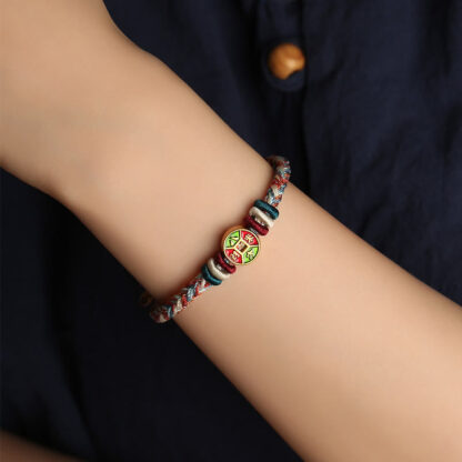 Colorful Rope Wealth Comes From All Directions Handmade Eight Thread Peace Knot Luck Bracelet - 图片 5