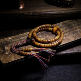 Buddha Stones Tibet 108 Mala Beads Yak Bone Amber Balance Bracelet