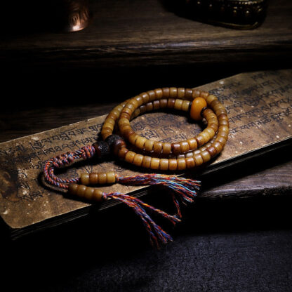 Buddha Stones Tibet 108 Mala Beads Yak Bone Amber Balance Bracelet