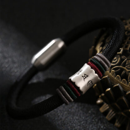 Buddha Stones 999 Sterling Silver Om Mani Padme Hum Peace Magnetic Buckle Bracelet - 图片 3