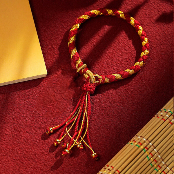 Handmade Tibetan Five God Of Wealth Dragon Scale Rope Luck Braid Bracelet - 图片 18