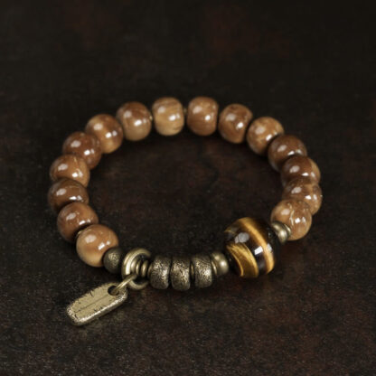 Kuka Seed Tiger Eye Gold Sheen Obsidian Copper Wealth Luck Bracelet - 图片 4