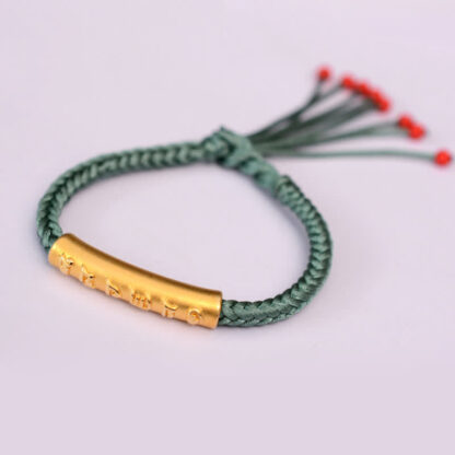Buddha Stones 999 Sterling Silver Om Mani Padme Hum Protection Strength String Bracelet - 图片 21
