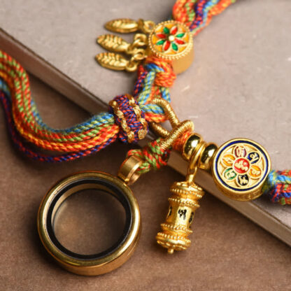 Buddha Stones Tibetan Om Mani Padme Hum Dreamcatcher Luck Colorful Reincarnation Knot String Bracelet - 图片 9