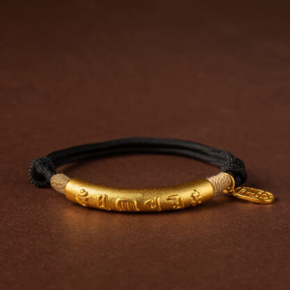999 Sterling Silver Tibet Handmade Om Mani Padme Hum Fu Character TopRank Character Luck Braided Bracelet - 图片 11