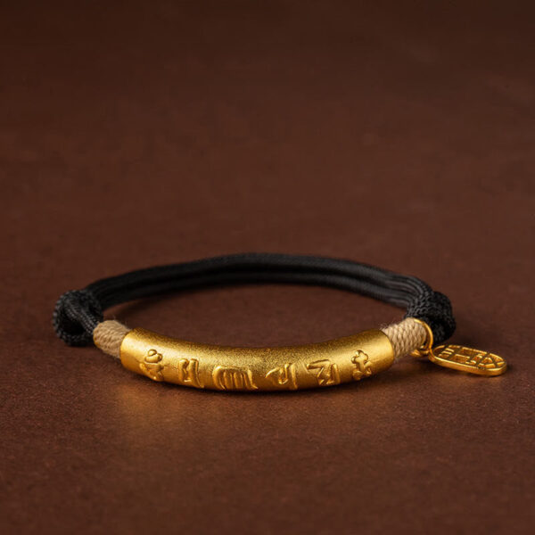 999 Sterling Silver Tibet Handmade Om Mani Padme Hum Fu Character TopRank Character Luck Braided Bracelet - 图片 11
