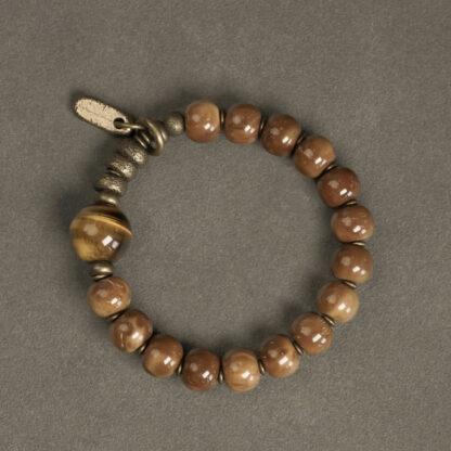 Kuka Seed Tiger Eye Gold Sheen Obsidian Copper Wealth Luck Bracelet - 图片 3