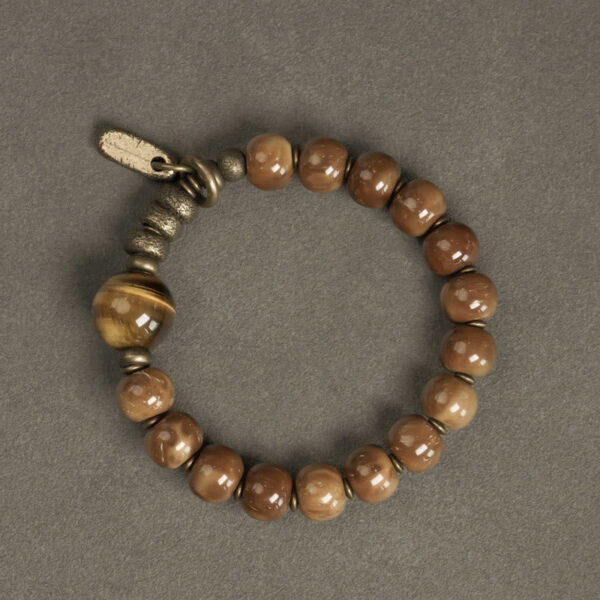 Kuka Seed Tiger Eye Gold Sheen Obsidian Copper Wealth Luck Bracelet - 图片 3