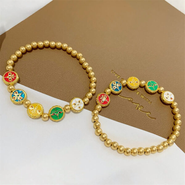 Tibetan Five God Of Wealth Copper Beads Luck Bracelet - 图片 6