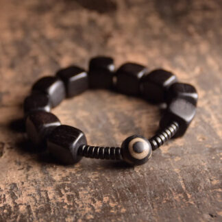 Buddha Stones Tibetan Ebony Wood Dzi Bead Strength Bracelet