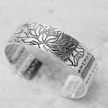 Buddha Stones Tibetan Lotus White Copper Luck Bracelet - 图片 3