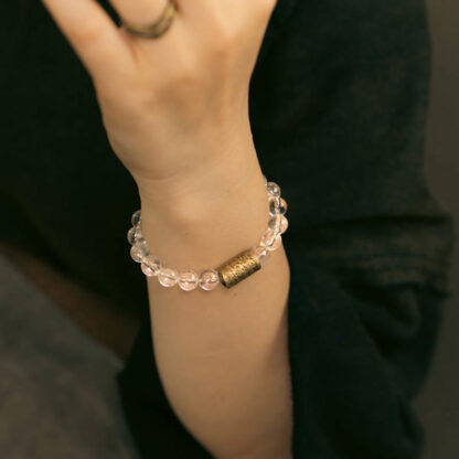 White Crystal Red Hematoid Quartz Gold Rutilated Quartz Purple Phantom Protection Bracelet - 图片 8