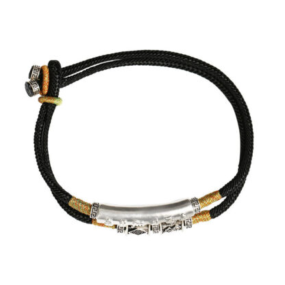 999 Sterling Silver Handmade Om Mani Padme Hum Peace Braided Bracelet - 图片 7
