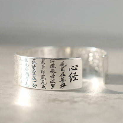 Buddha Stones Tibetan Lotus White Copper Luck Bracelet - 图片 5
