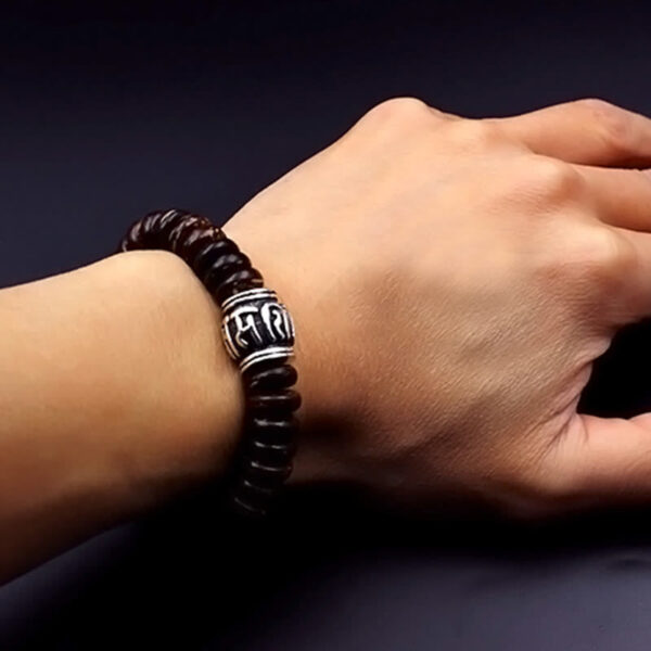 Natural Tibetan Coconut Shell Om Mani Padme Hum Positive Bracelet - 图片 19