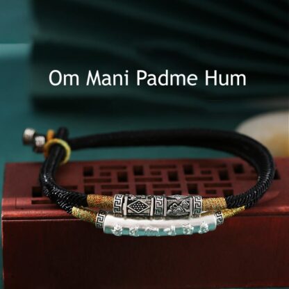 999 Sterling Silver Handmade Om Mani Padme Hum Peace Braided Bracelet