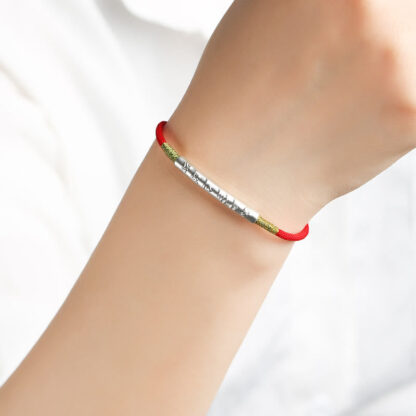 Buddha Stones Tibetan Buddhist Handmade Mani Mantra Lucky Red String Bracelet - 图片 12