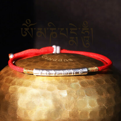 Buddha Stones Tibetan Buddhist Handmade Mani Mantra Lucky Red String Bracelet - 图片 10