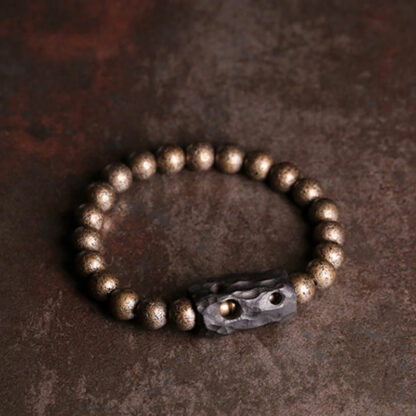 Tibet Ebony Wood Copper Peace Balance Beaded Bracelet - 图片 9