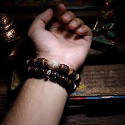 925 Sterling Silver Chinese Zodiac Natal Buddha Handmade Tibet Yak Bone Strength Bracelet - 图片 16