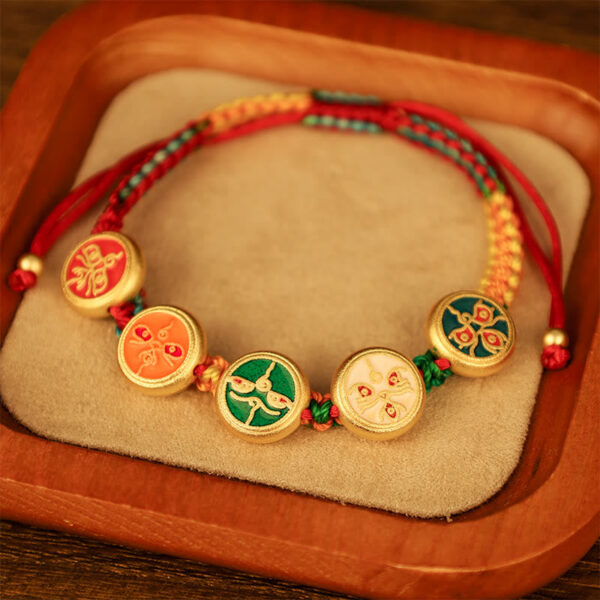 Tibetan Five God Of Wealth Colorful Rope Braided Luck Bracelet - 图片 3