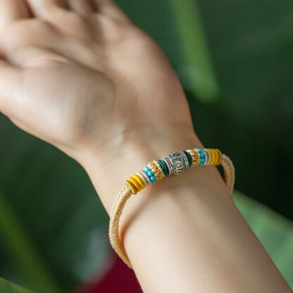 Handmade 925 Sterling Silver Tibetan Om Mani Padme Hum Purity Braided Bracelet - 图片 4