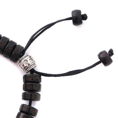 Tibet Coconut Shell Carved Om Mani Padme Hum Dorje Vajra Bell Happiness String Bracelet - 图片 5