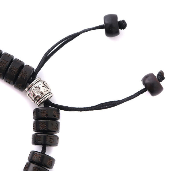 Tibet Coconut Shell Carved Om Mani Padme Hum Dorje Vajra Bell Happiness String Bracelet - 图片 5