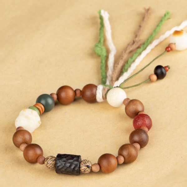 Lightning Strike Wood Bodhi Seed Cat Paw Claw Auspiciousness Protection Tassel Bracelet - 图片 7