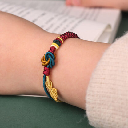 Tibetan Handmade Mandala Knot Leaf Luck Rope Bracelet - 图片 5