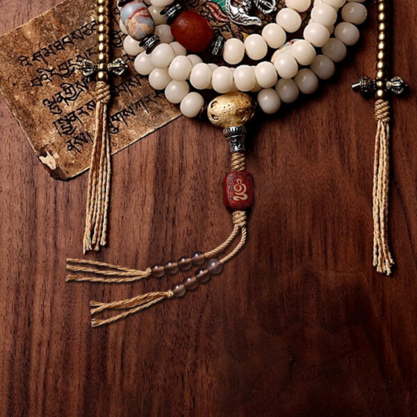Buddha Stones Tibet 108 Mala Beads Bodhi Seed Bagua Vajra Dzi Bead Gray Agate Wealth Bracelet - 图片 17