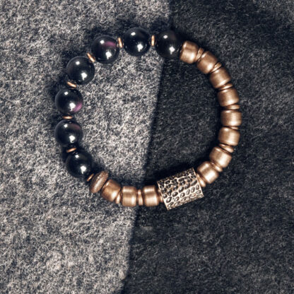 Buddha Stones Lava Rock Stone Rainbow Obsidian Copper Support Healing Bracelet - 图片 11