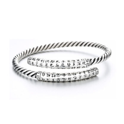 Retro Heart Sutra Twisted Design Pattern Balance Bracelet Bangle - 图片 6
