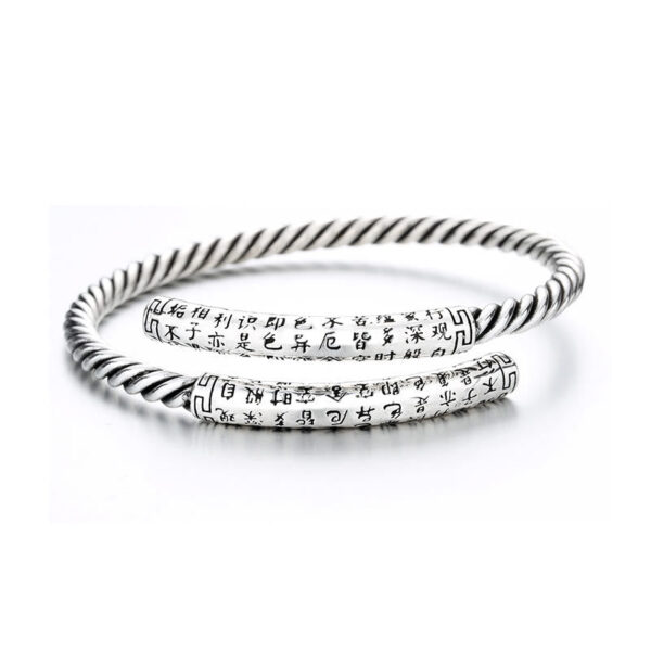 Retro Heart Sutra Twisted Design Pattern Balance Bracelet Bangle - 图片 6