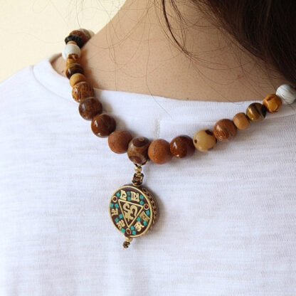 Buddha Stones Tibet 108 Mala Beads Nine Palaces Bagua Bodhi Seed Yak Bone Vajra Harmony Bracelet - 图片 4