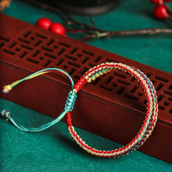 Buddha Stones Tibet Handmade Rainbow Multicolored Protection Braided String Bracelet - 图片 8